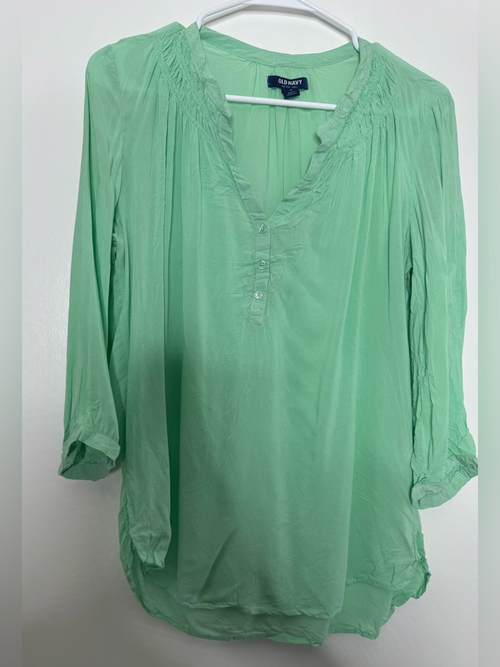 Old Navy Mint Green V-Neck Button Tunic size Md